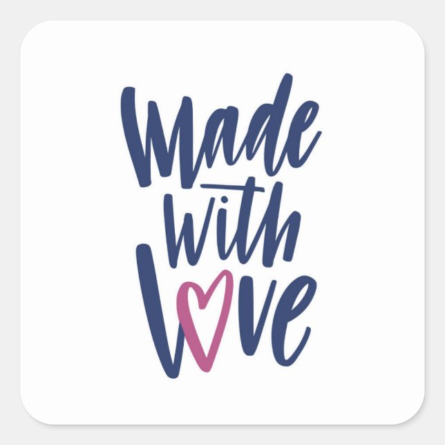 Pegatina Cuadrada Hecho con Amor (Anverso)