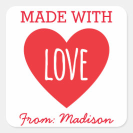 Pegatina Cuadrada Hecho con Amor