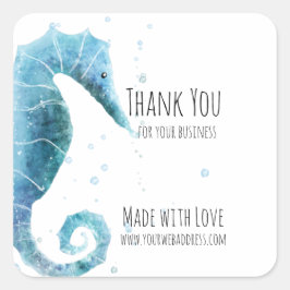 Pegatina Cuadrada Hecho con amor | Caballo acuático marino Gracias