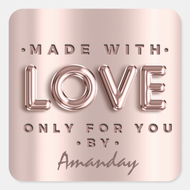 Pegatina Cuadrada Hecho Con Amor Únicamente Para Usted Por Nombre Ro (Anverso)