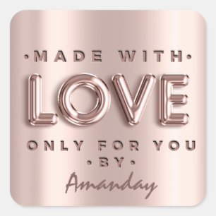 Pegatina Cuadrada Hecho Con Amor Únicamente Para Usted Por Nombre Ro