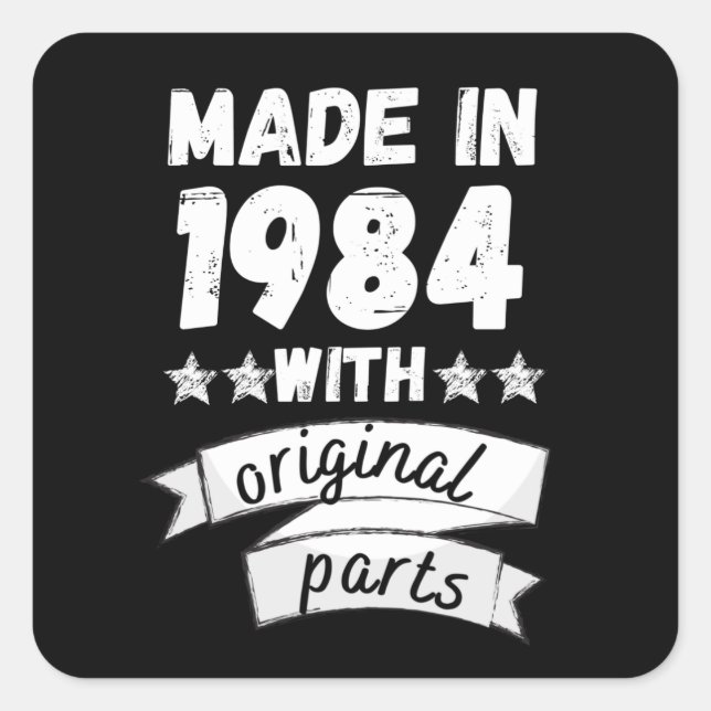 Pegatina Cuadrada hecho en 1984 con piezas originales, (Anverso)
