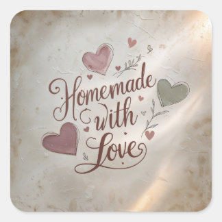 Pegatina Cuadrada Hecho en Casa con Amor Sticker