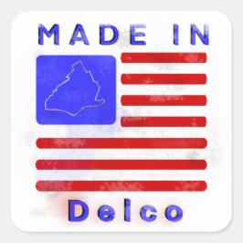 Pegatina Cuadrada Hecho en DELCO