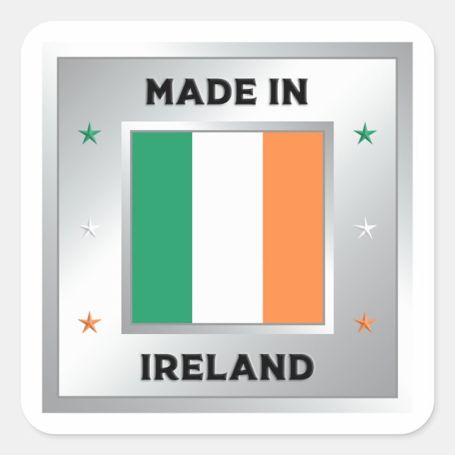 Pegatina Cuadrada Hecho En Irlanda (Anverso)