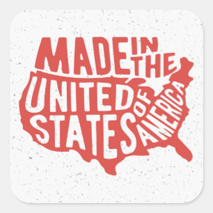 Pegatina Cuadrada Hecho en la tipografía de los Estados Unidos de