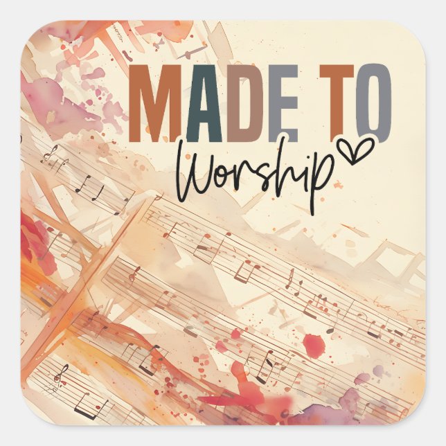 Pegatina Cuadrada Hecho para venerar la Inspiradora cita cristiana (Anverso)