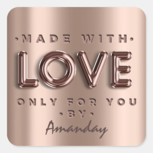 Pegatina Cuadrada Hechos Con Amor Únicamente Para Usted Por Nombre R