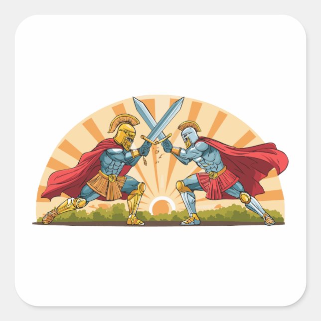 Pegatina Cuadrada Hector and Achilles (Anverso)