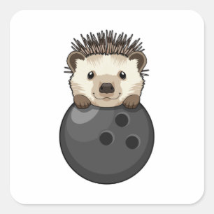 Pegatina Cuadrada Hedgehog en el Bowling con bolas