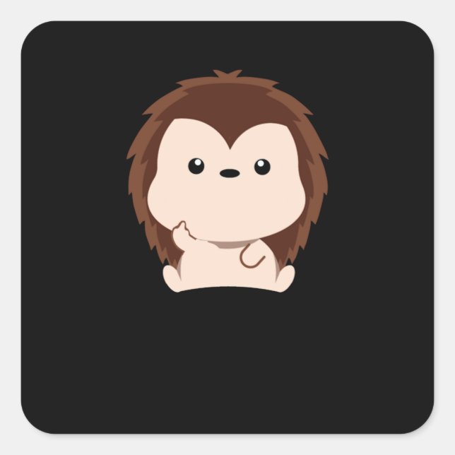 Pegatina Cuadrada Hedgehog Gift Personalizado Middle Finger Funny An (Anverso)