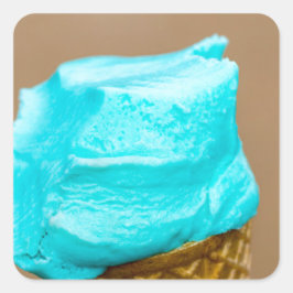 Pegatina Cuadrada Helado con macro de gofre