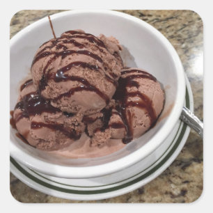 Pegatina Cuadrada Helado de chocolate