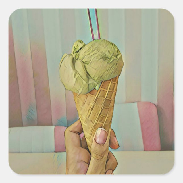 Pegatina Cuadrada Helado de chocolate (Anverso)