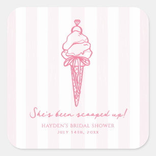 Pegatina Cuadrada Helado Recogido Bridal Wedding Engagement 