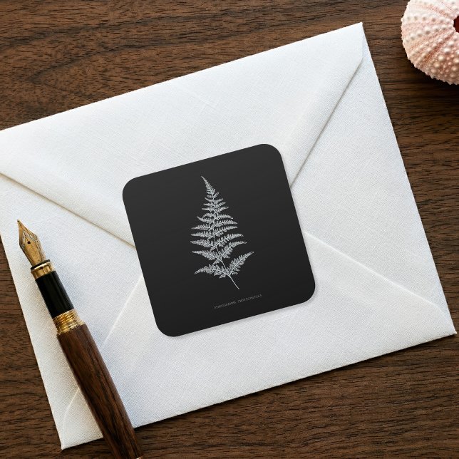 Pegatina Cuadrada Helecho Dorado, Gymnogramma Chrysophylla (Golden Fern Frond, Gymnogramma Chrysophylla. Square Sticker)