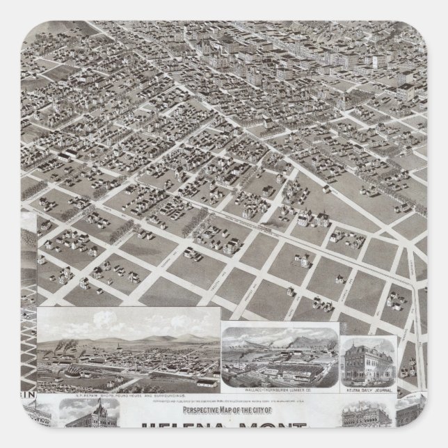 Pegatina Cuadrada Helena, Mont (Anverso)