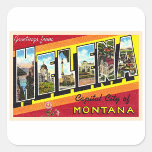 Pegatina Cuadrada Helena Montana MT Vintage Carta grande postal