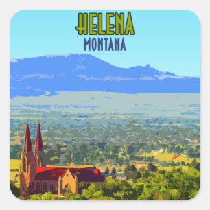 Pegatina Cuadrada Helena Montana Sleeping Giant Mountains Vintage