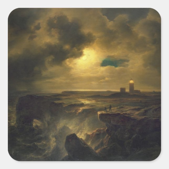 Pegatina Cuadrada Helgoland en Moonlight, 1851 (Anverso)