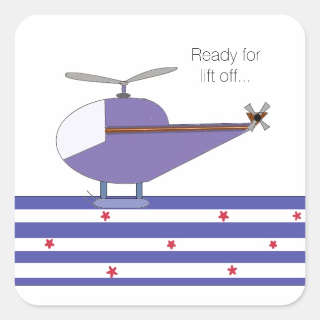 Pegatina Cuadrada Helicóptero (Anverso)