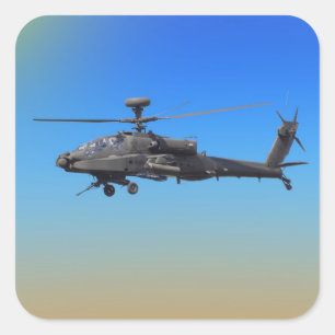 Pegatina Cuadrada Helicóptero Apache AH-64