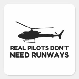Pegatina Cuadrada Helicóptero PILOT RUNWAYS