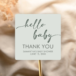 Pegatina Cuadrada Hello Baby Minimalist Baby Shower