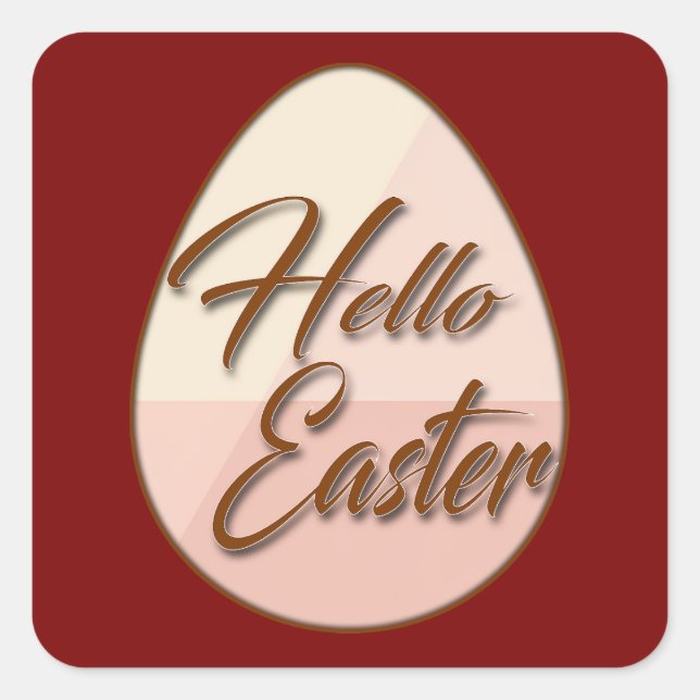 Pegatina Cuadrada Hello Easter – Minimal Egg Design - Autocolante (Anverso)