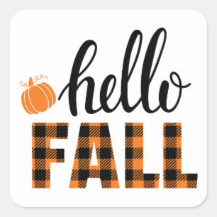 Pegatina Cuadrada Hello Fall