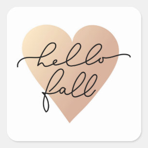 Pegatina Cuadrada Hello Fall Love Heart