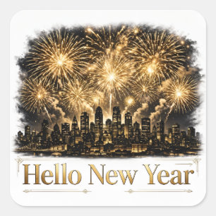 Pegatina Cuadrada Hello New Year Sticker
