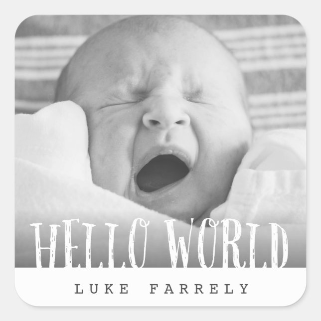 PEGATINA CUADRADA HELLO WORLD (Anverso)