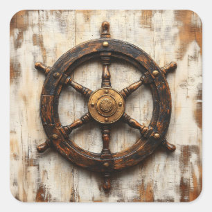 Pegatina Cuadrada Helm Nautical