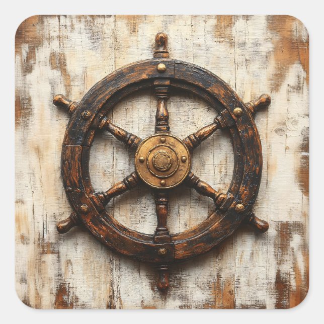 Pegatina Cuadrada Helm Nautical (Anverso)