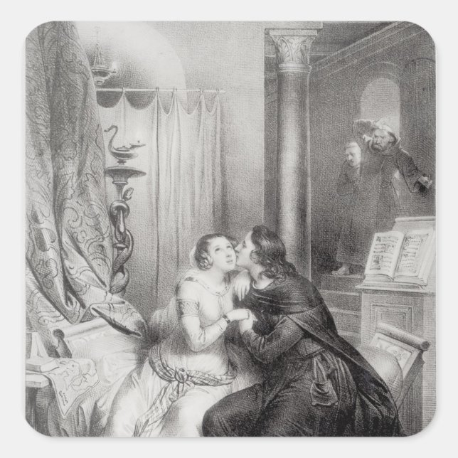 Pegatina Cuadrada Heloise y Abelard (Anverso)
