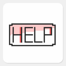 Pegatina Cuadrada Help! Retro RPG Chat Box Pixel Design