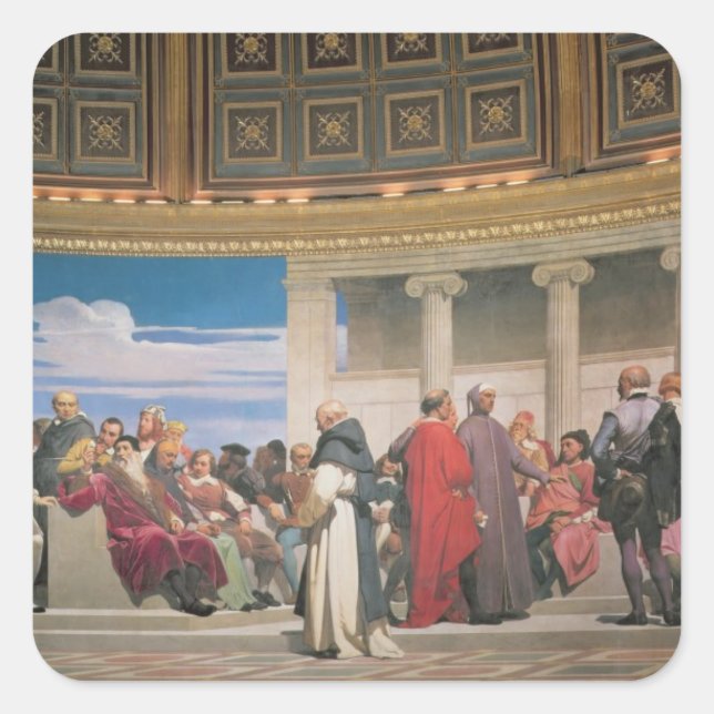 Pegatina Cuadrada Hemiciclo: Artistas de todas las edades, detalle d (Anverso)