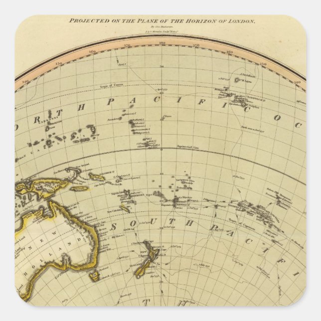 Pegatina Cuadrada Hemisferio S, avión de Londres (Anverso)