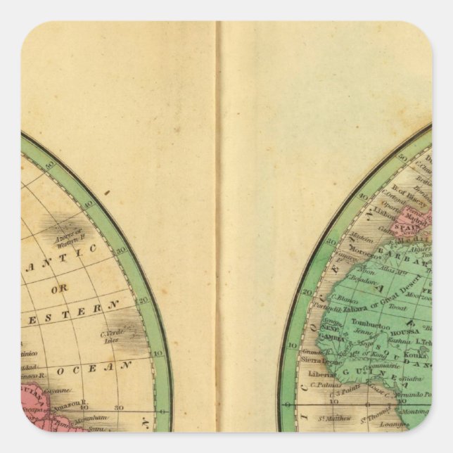 Pegatina Cuadrada Hemisferio W, Hemisferio E (Anverso)