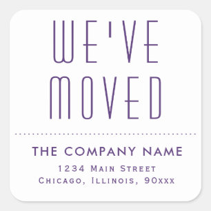 Pegatina Cuadrada Hemos cambiado la dirección de la oficina comercia