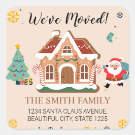 Pegatina Cuadrada Hemos movido el árbol de Navidad Santa Nueva direc