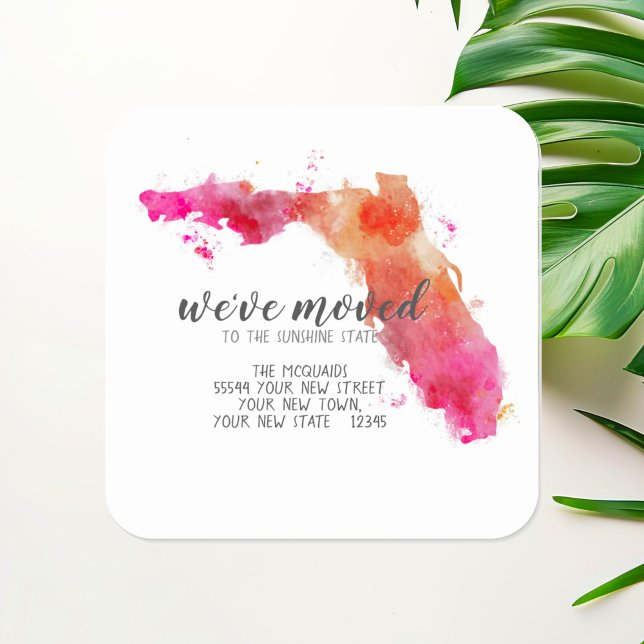 Pegatina Cuadrada Hemos movido la acuarela del estado de Florida (Subido por el creador)