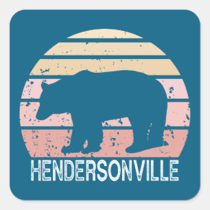 Pegatina Cuadrada Hendersonville North Carolina Retro Bear