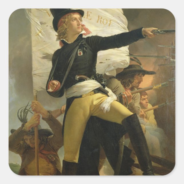 Pegatina Cuadrada Henri de La Rochejaquelein , líder de (Anverso)