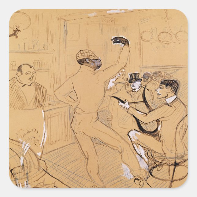 Pegatina Cuadrada Henri de Toulouse-Lautrec | Baile de chocolate, 18 (Anverso)