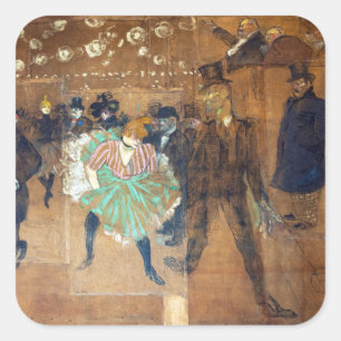 Pegatina Cuadrada Henri de Toulouse-Lautrec - Baile en el Rouge