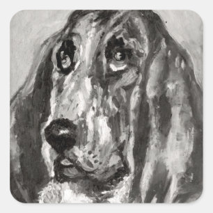 Pegatina Cuadrada Henri de Toulouse-Lautrec   Cabeza de un perro cor