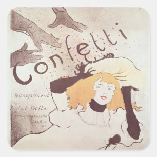 Pegatina Cuadrada Henri de Toulouse-Lautrec   Confetti, 1893