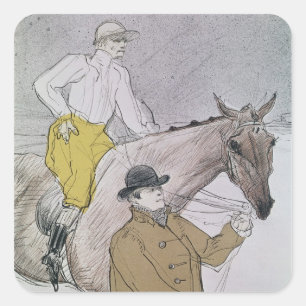 Pegatina Cuadrada Henri de Toulouse-Lautrec   El jockey llevó a
